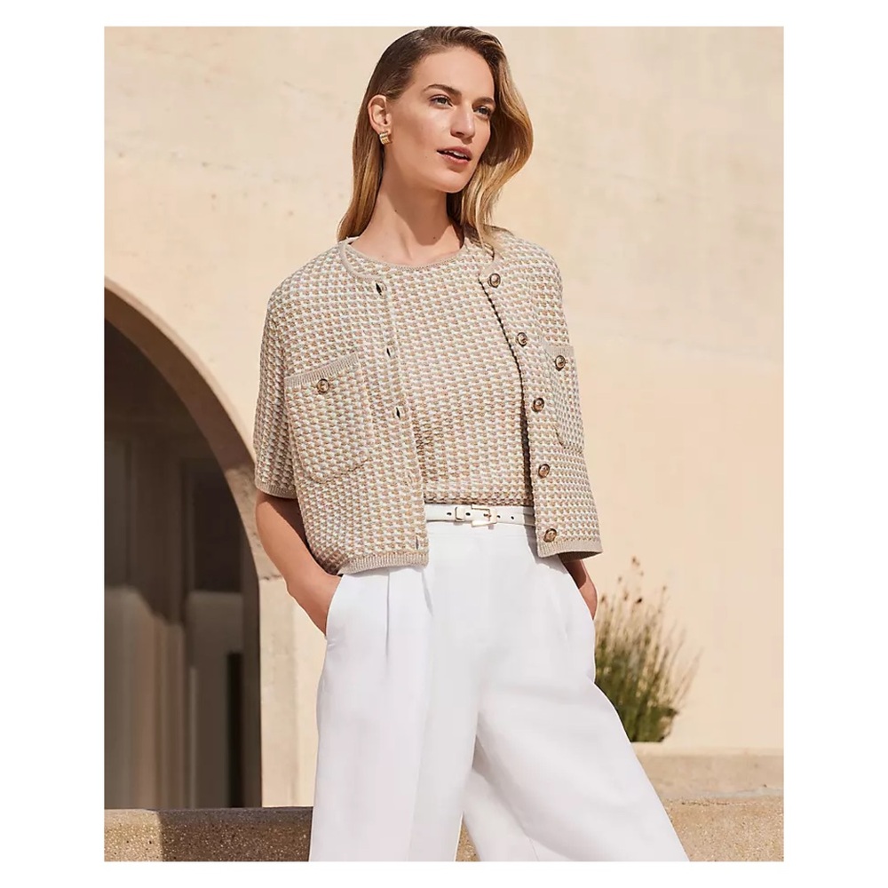 Ann Taylor • Shimmer Tweedy Sweater + Top Set • Petite